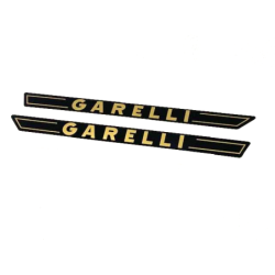 Coppia Adesivi Stickers serbatoio Garelli VIP colore nero scritta oro