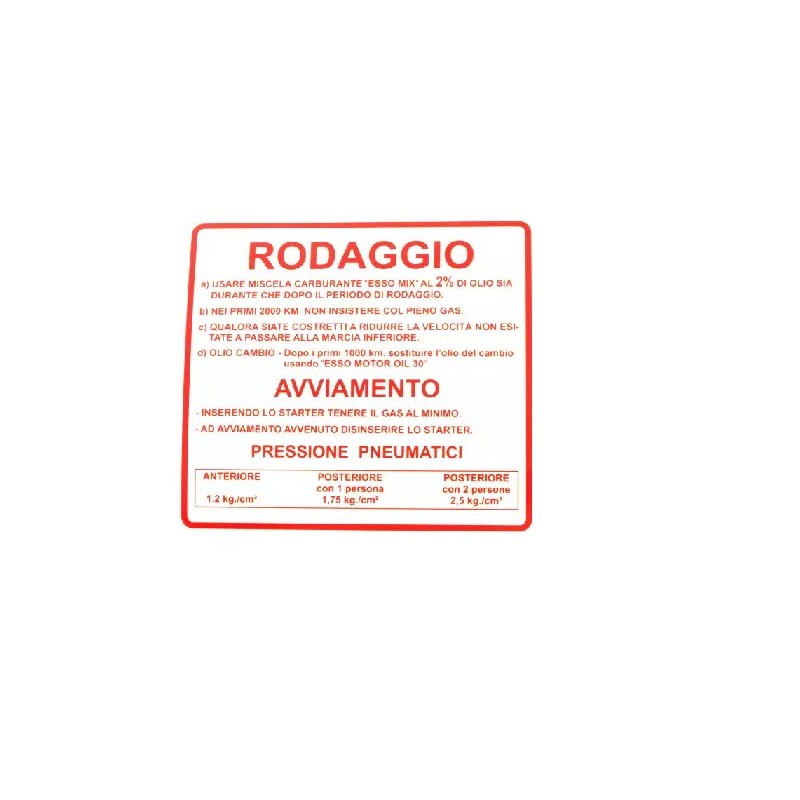 ADESIVO RODAGGIO COLORE ROSSO VESPA 50SS 90 SS