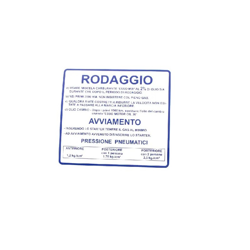 ADESIVO RODAGGIO COLORE BLU VESPA 50 SS,90 SS