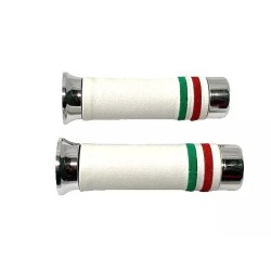 COPPIA MANOPOLE RIVESTITE BIANCHE-ITALIA FORO 24 (PER TUTTE LE VESPE CON TUBO MANUBRIO DA 24 MM)