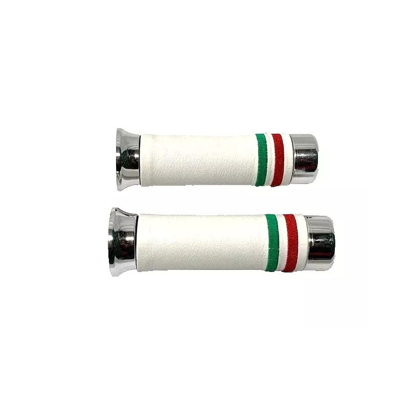 COPPIA MANOPOLE RIVESTITE BIANCHE-ITALIA FORO 24 (PER TUTTE LE VESPE CON TUBO MANUBRIO DA 24 MM)