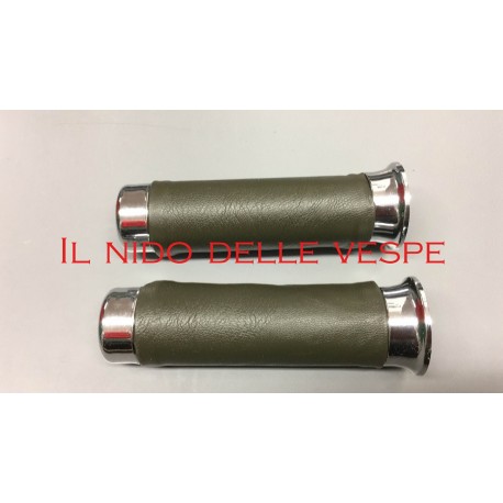 COPPIA MANOPOLE RIVESTITE IN ECO PELLE VERDE MILITARE