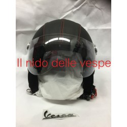 CASCO BLACK RIVESTITO IN ECOPELLE CON VISIERA