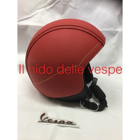 CASCO RIVESTITO ECOPELLE RED-RED