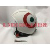 CASCO RIVESTITO IN ECOPELLE BIANCO CON BOLLONE TRICOLORE