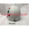 CASCO RIVESTITO IN ECOPELLE BIANCO CON BOLLONE TRICOLORE