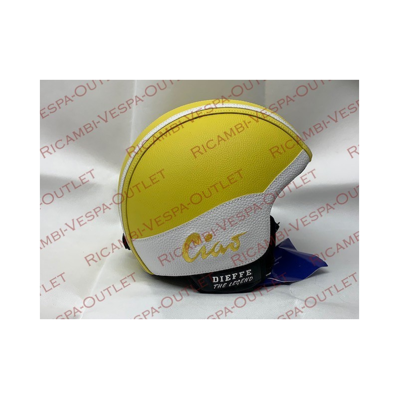 casco ciao rivestito ecopelle giallo e bianco