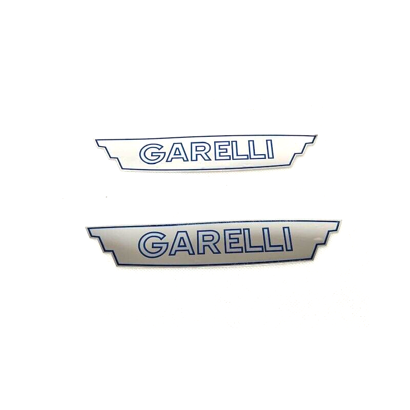 Coppia Adesivi Stickers serbatoio Garelli Gulp FLEX CROMATO SCRITTA BLU